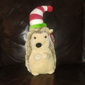 Holiday Hedgehog Plush with Striped Hat